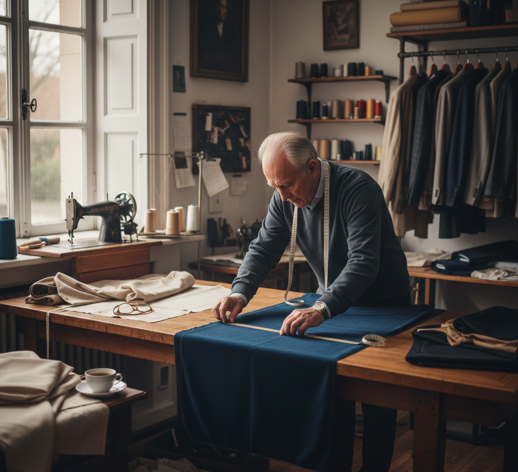 Ammattitaitoinen räätäli työssään